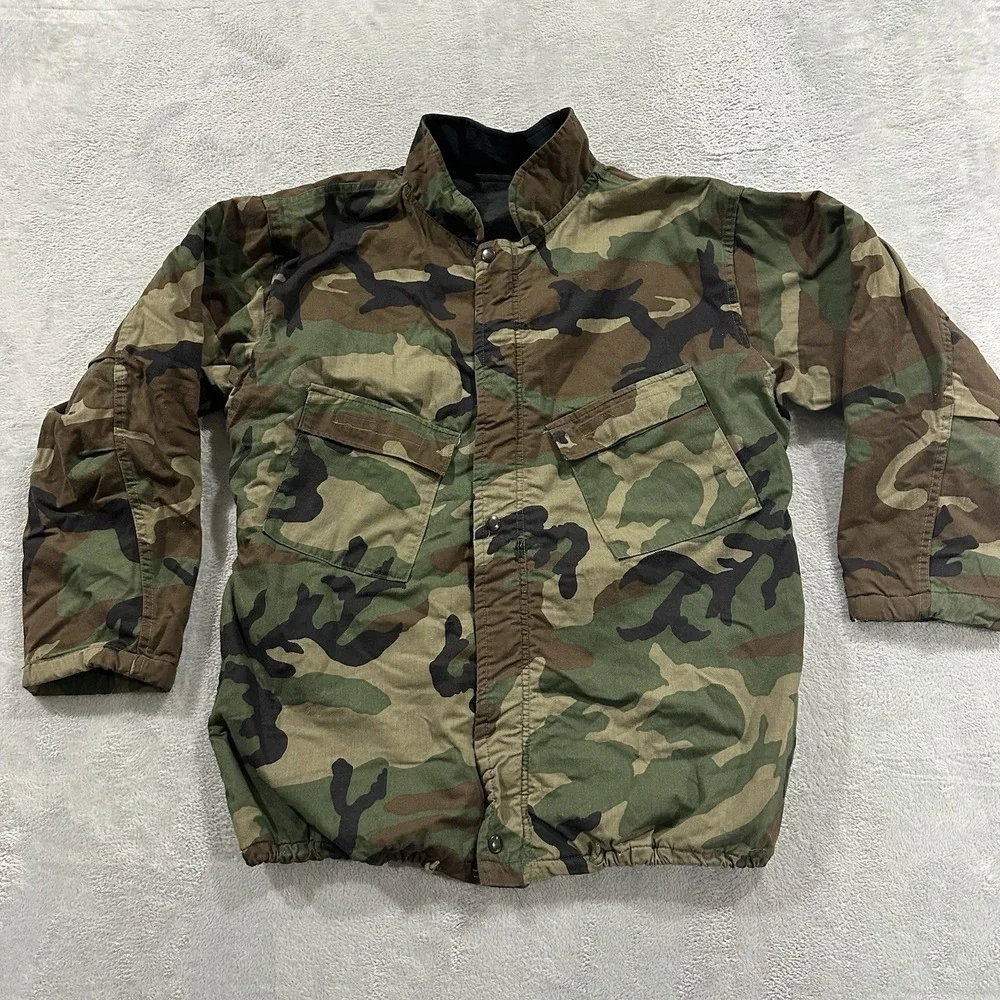 US Army Military USA Full Zip Bomber Jacket Men Medium Camo Green